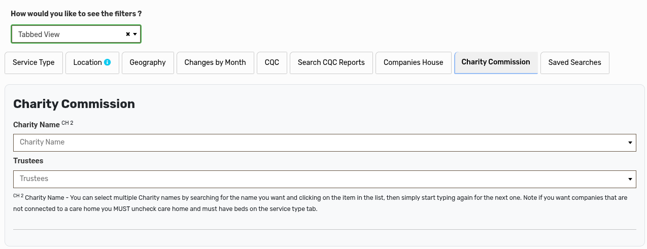 Search the charities commission